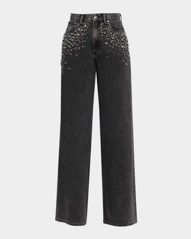 Featherweight Sofie High-Rise Wide Embellished Jeans